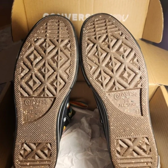 Converse Black & Multi Color High Tops. One of a Kind! Custom Made But Too Small - Picture 3 of 6